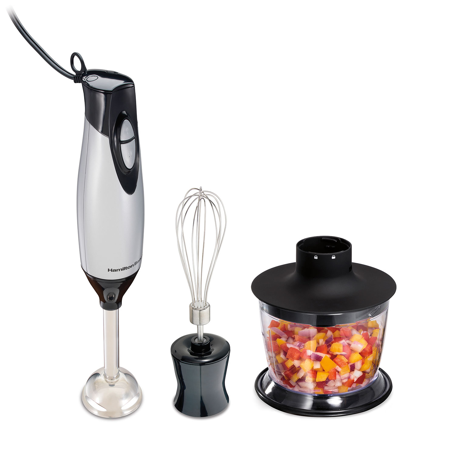2 Speed Hand Blender with Whisk and Chopping bowl, Silver (59765G)