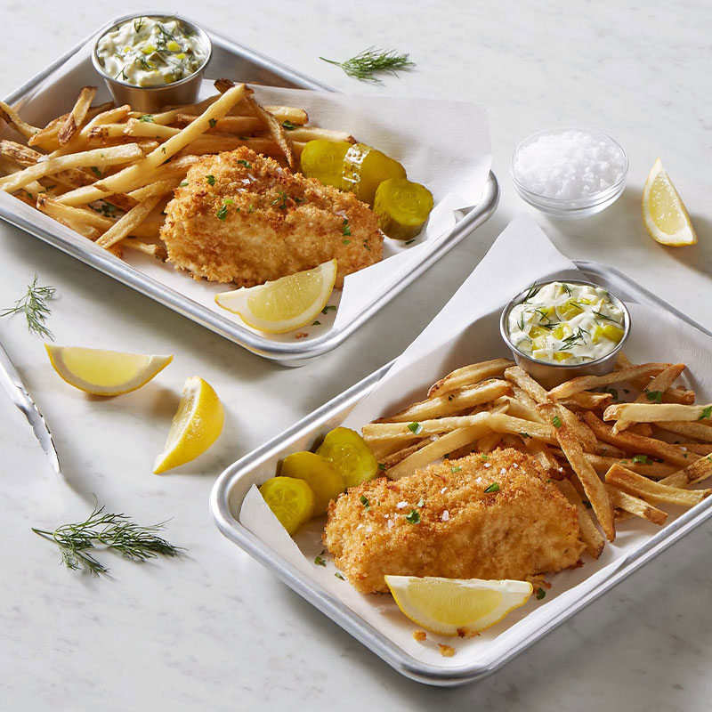 Air Fryer Fish and Chips with Pickle Aioli Recipe for Air Fryer Fish and Chips with Pickle Aioli