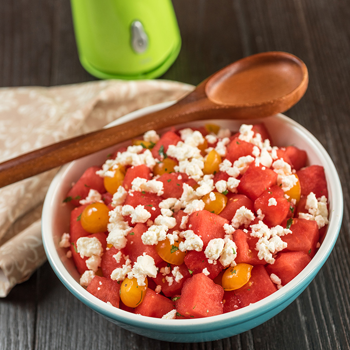 Watermelon Tomato Salad with Cilantro Lime Vinaigrette Recipe for Watermelon Tomato Salad with Cilantro Lime Vinaigrette