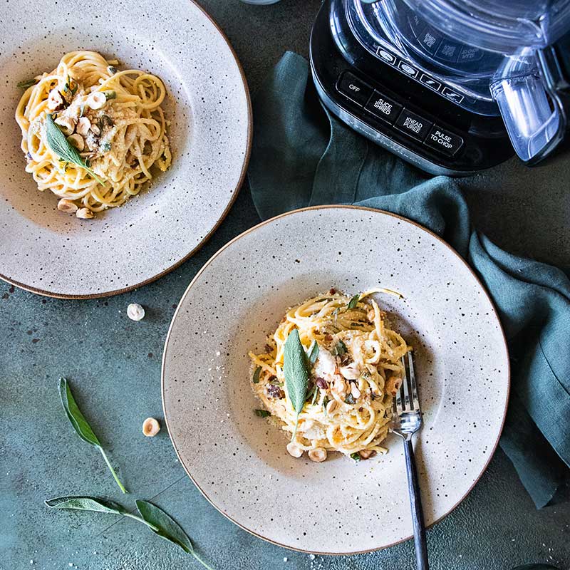 Brown Butter Acorn Squash Pasta with Sage and Toasted Hazelnuts Recipe for Brown Butter Acorn Squash Pasta with Sage and Toasted Hazelnuts