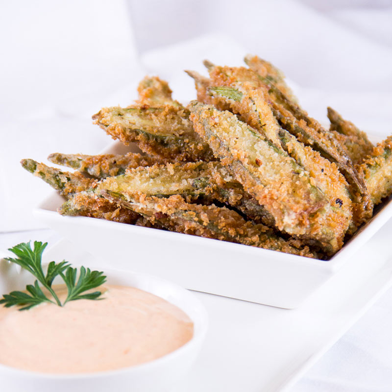 Fried Okra with Smoky Dipping Sauce
