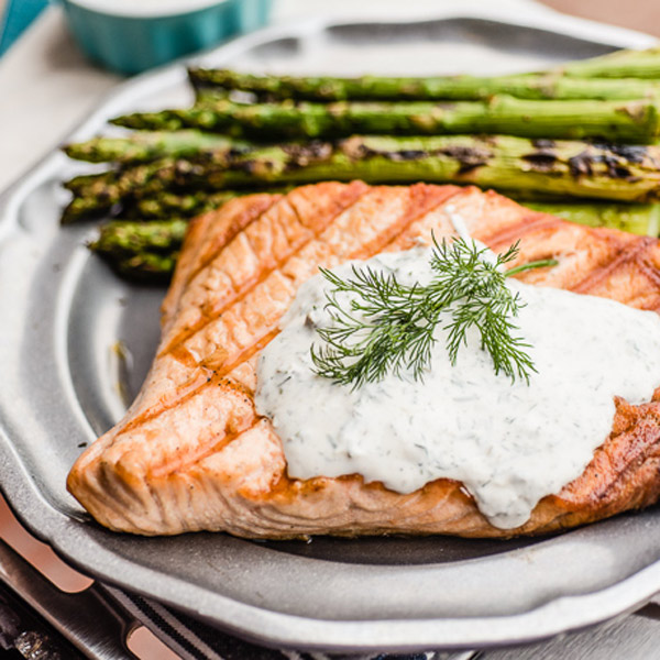 Grilled Salmon with Yogurt Lemon Caper Sauce Recipe for Grilled Salmon with Yogurt Lemon Caper Sauce