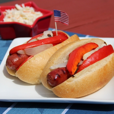 Grilled Bratwurst in Beer with Peppers and Onions Recipe for Grilled Bratwurst in Beer with Peppers and Onions