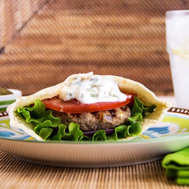 Grilled Greek Turkey Burgers with Cucumber Sauce Recipe for Grilled Greek Turkey Burgers with Cucumber Sauce
