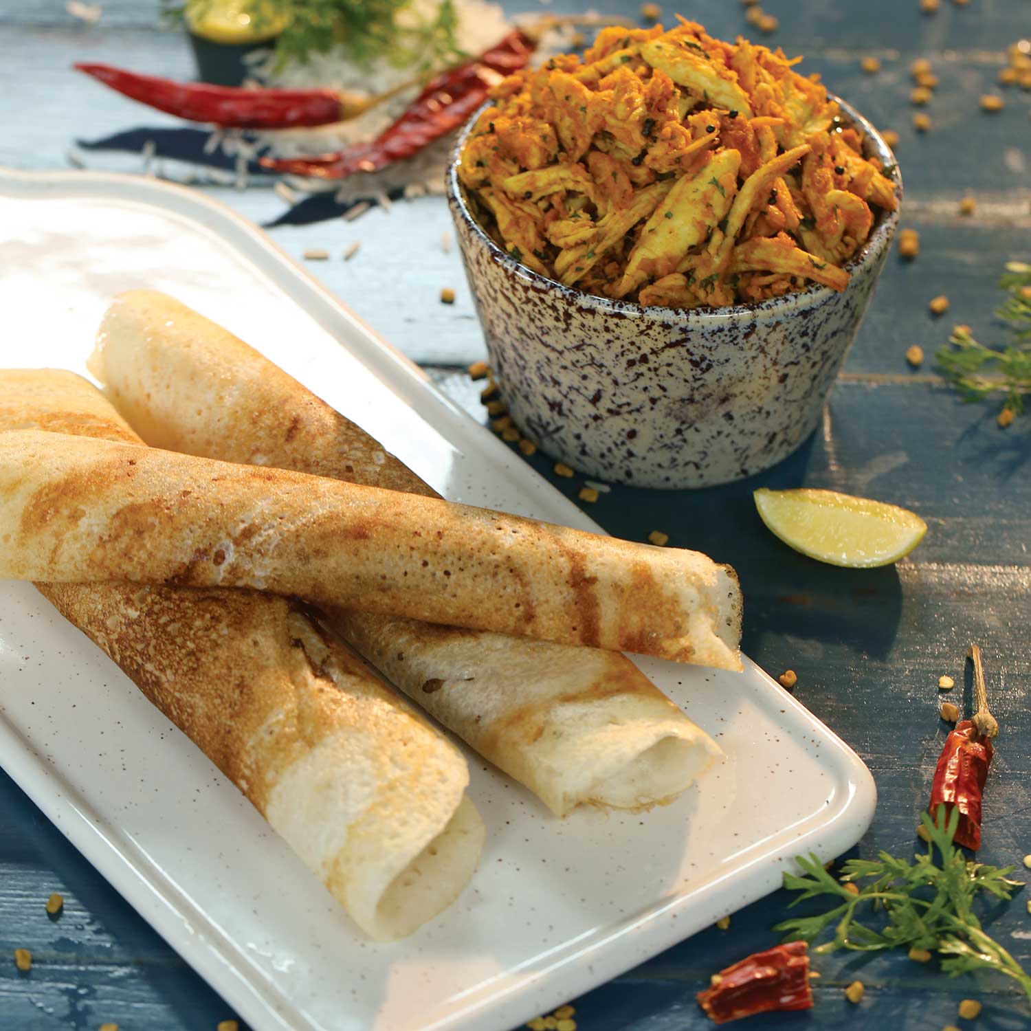 Pulled Chicken Dosa Recipe for Pulled Chicken Dosa