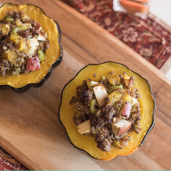 Sausage and Apples Stuffed Acorn Squash Recipe for Sausage and Apples Stuffed Acorn Squash