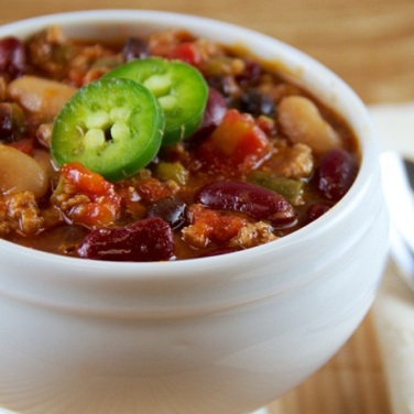 Slow Cooker Three-Bean Turkey Chili Recipe for Slow Cooker Three-Bean Turkey Chili