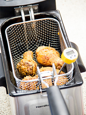 Use a cooking thermometer to confirm a safe internal temperature.