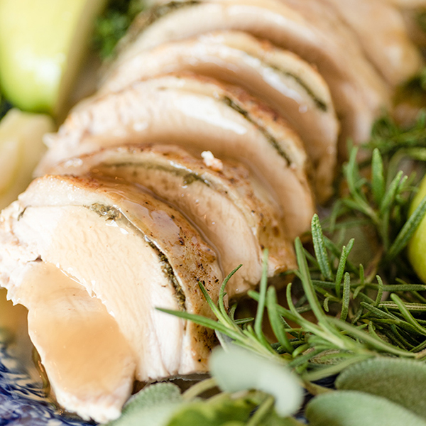 close up of sliced turkey