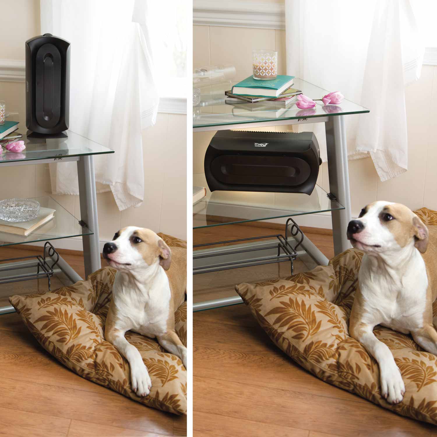 TrueAir Air Purifier 04386 is compact and can be used vertically or horizontally to fit any