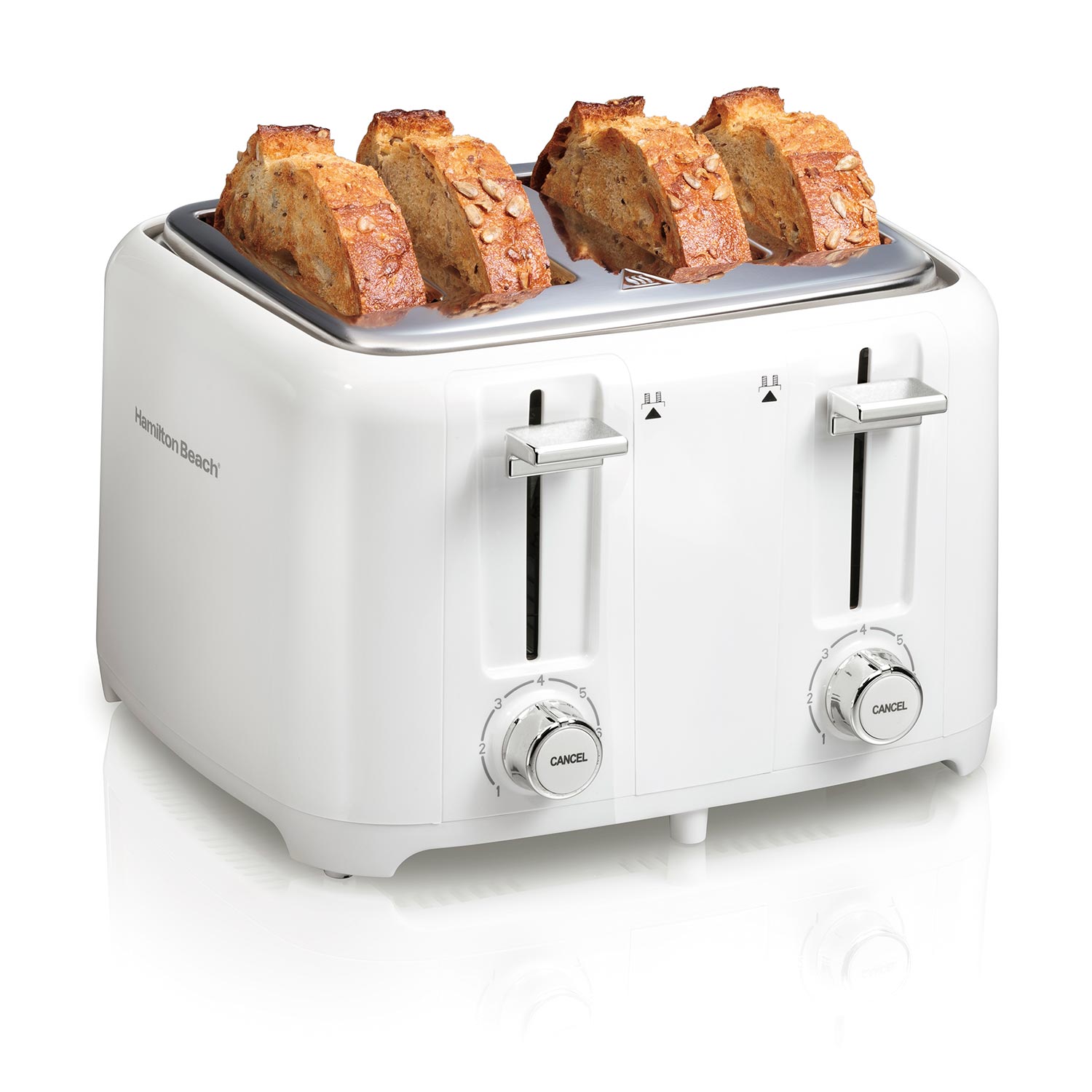 4 Slice Toaster with Extra-Wide Slots, White (24218)