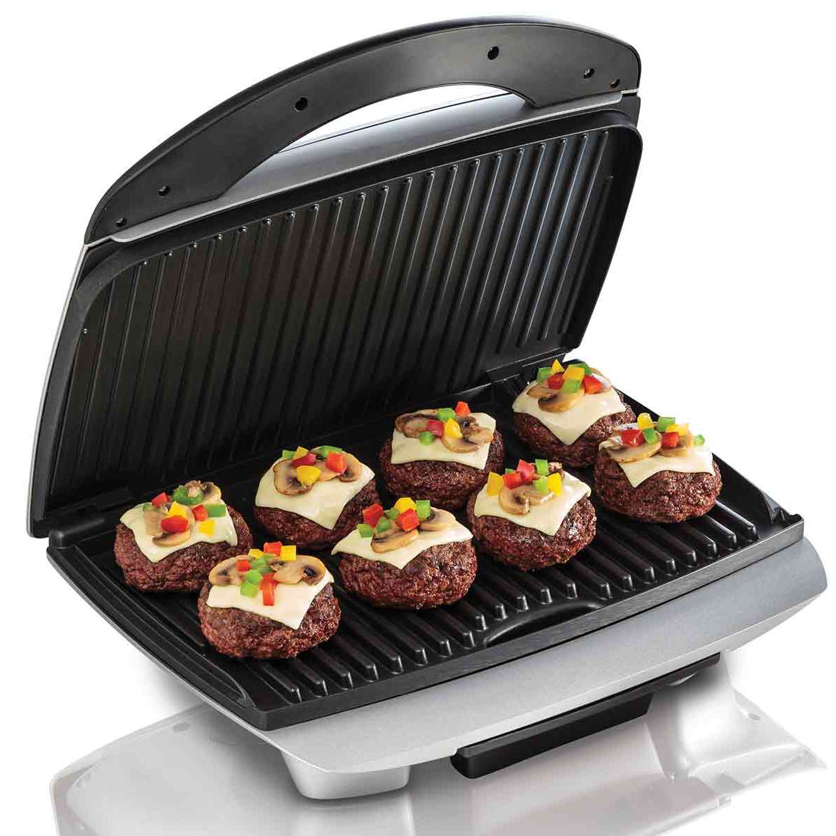 Indoor Grill, Family Size & Portable, Silver (25370)
