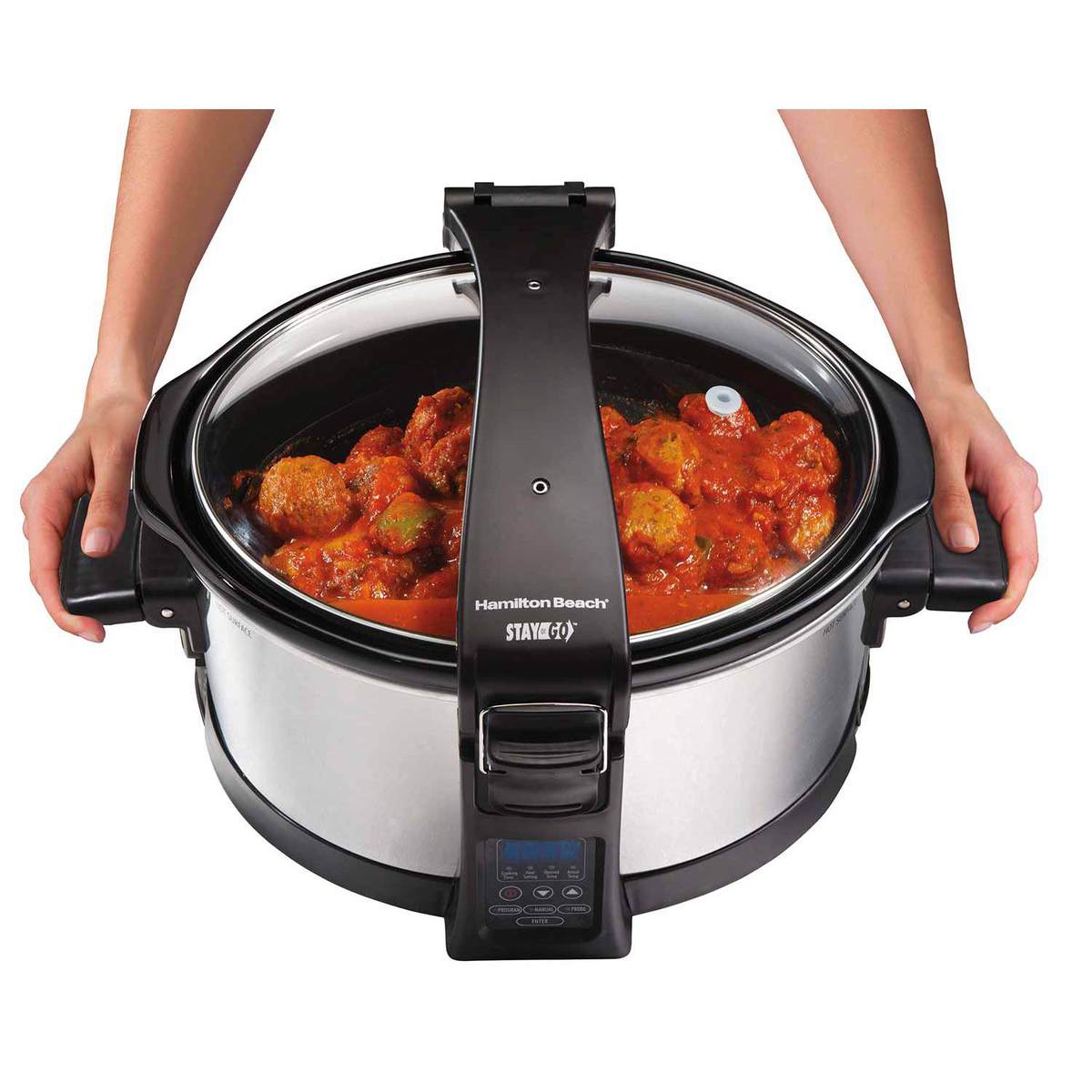 If you do need to move your slow cooker, be sure to use the attached handles.