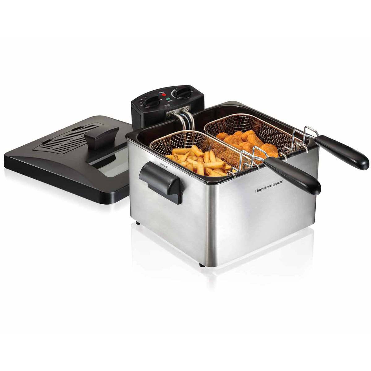 Deep Fryers Hamiltonbeach Com Deep Fryer 19 Cup Oil Capacity Professional Style With 2 Baskets 35036