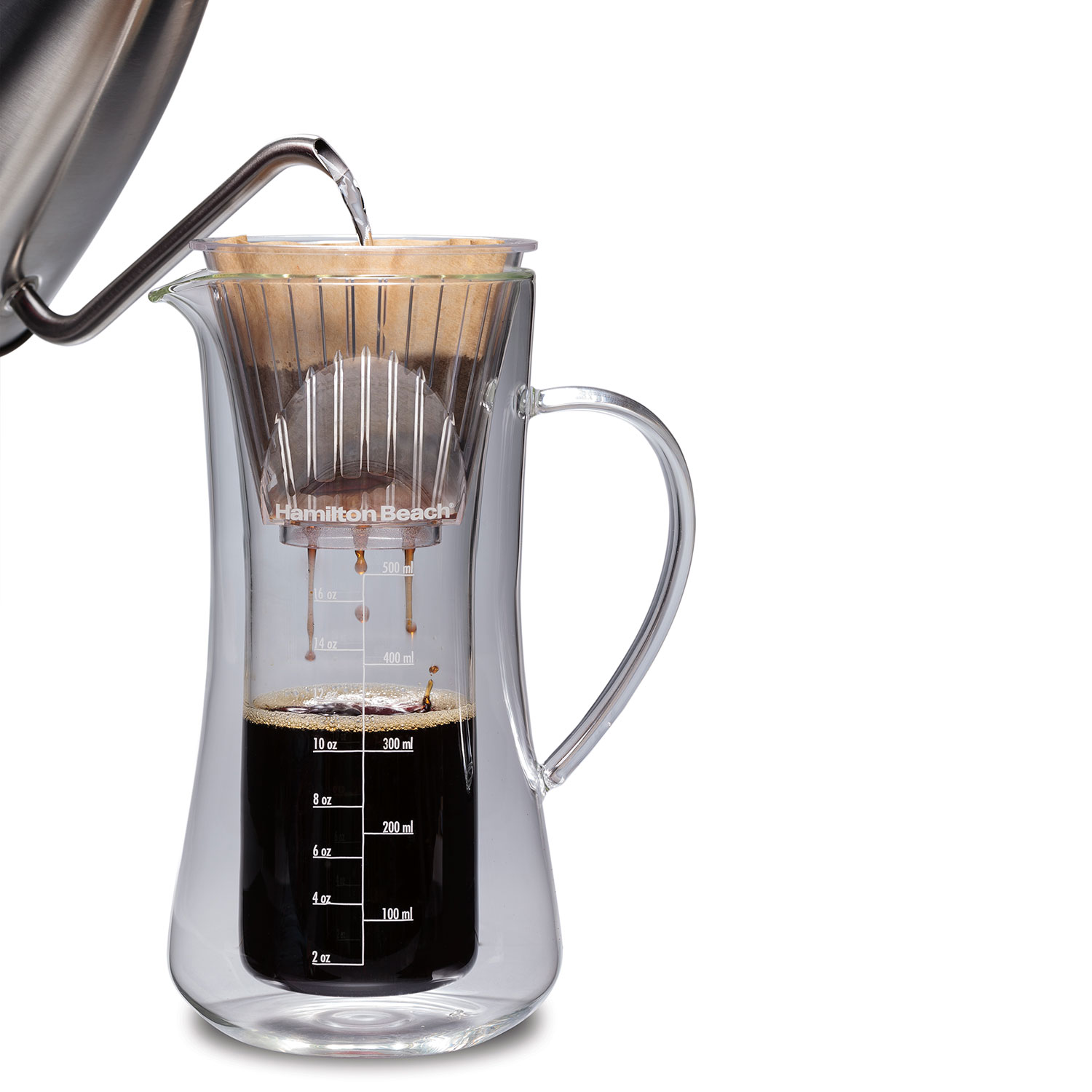 Hamilton Beach Pour Over Coffee Maker, 17 Ounce Glass Carafe 40406
