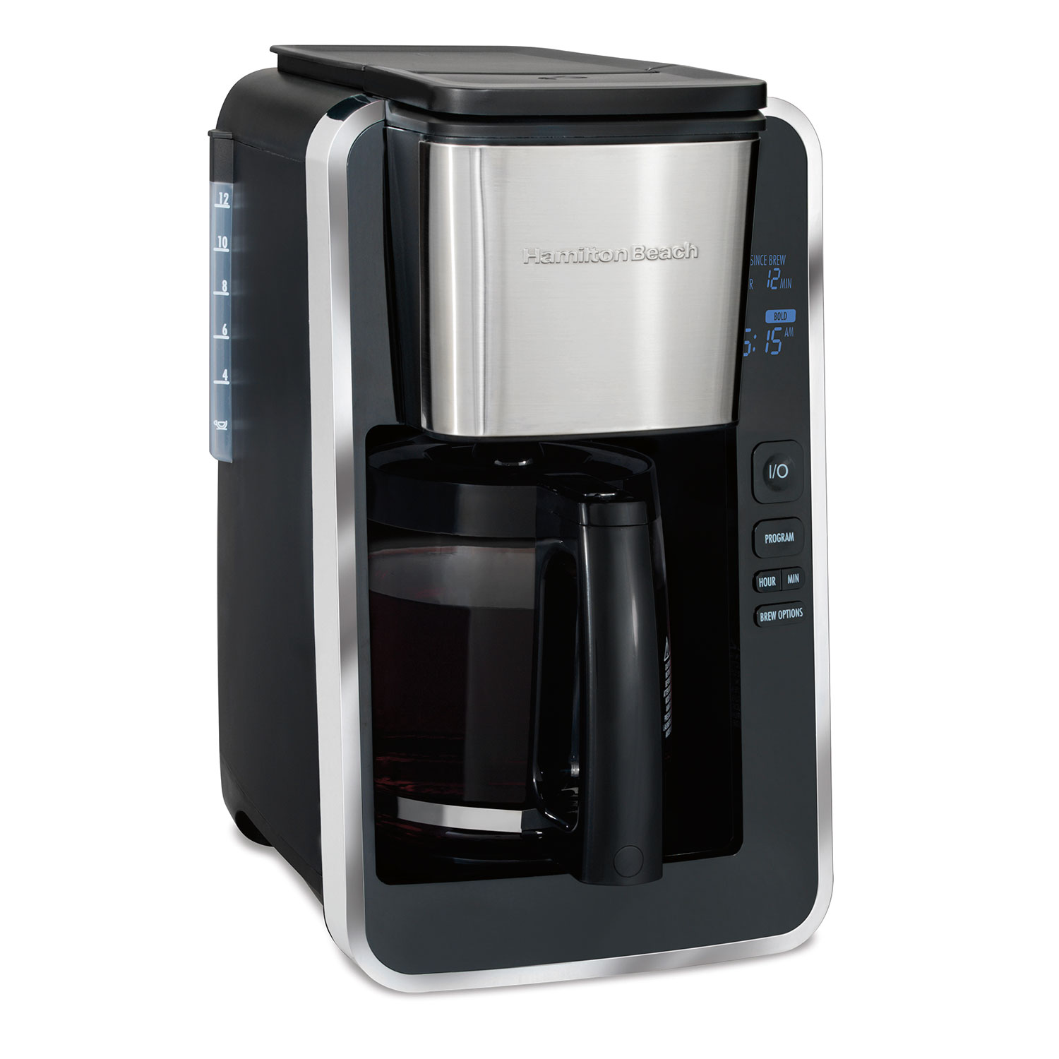 FrontFill™ Deluxe 12 Cup Programmable Coffee Maker Black & Stainless (46320)
