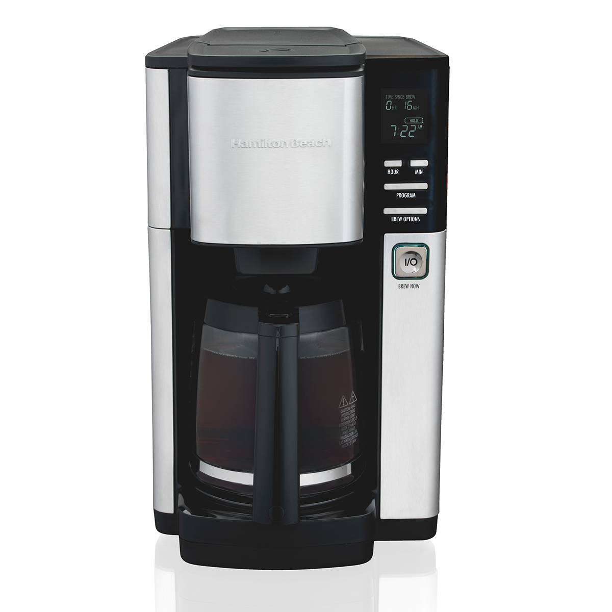 12-Cup Programmable Coffee Maker with Front-Fill Water Reservoir, Cone Filters, Black & Stainless (46380)