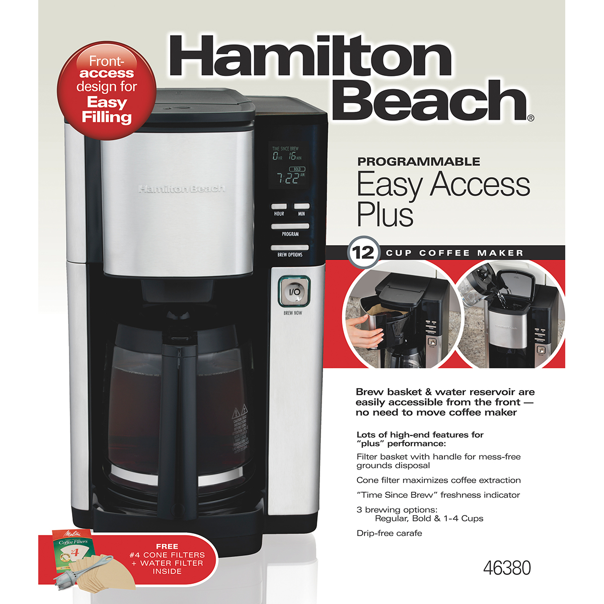 12-Cup Programmable Coffee Maker with Front-Fill Water