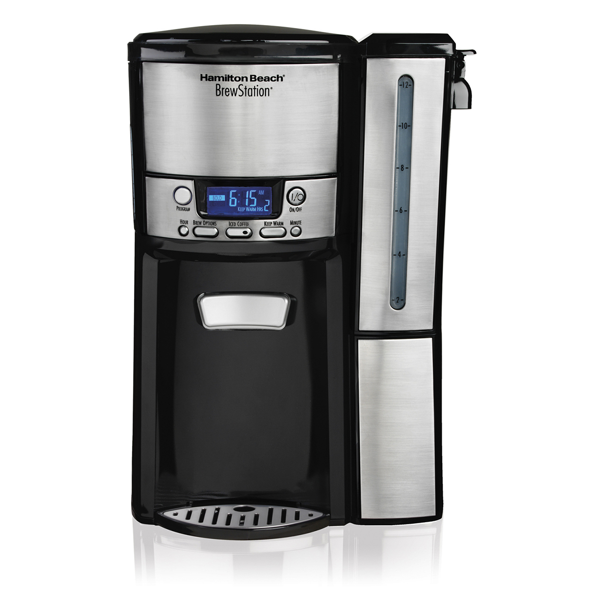 BrewStation® 12 Cup Programmable Coffee Maker with Removable Water Reservoir, Black & Stainless (47950)