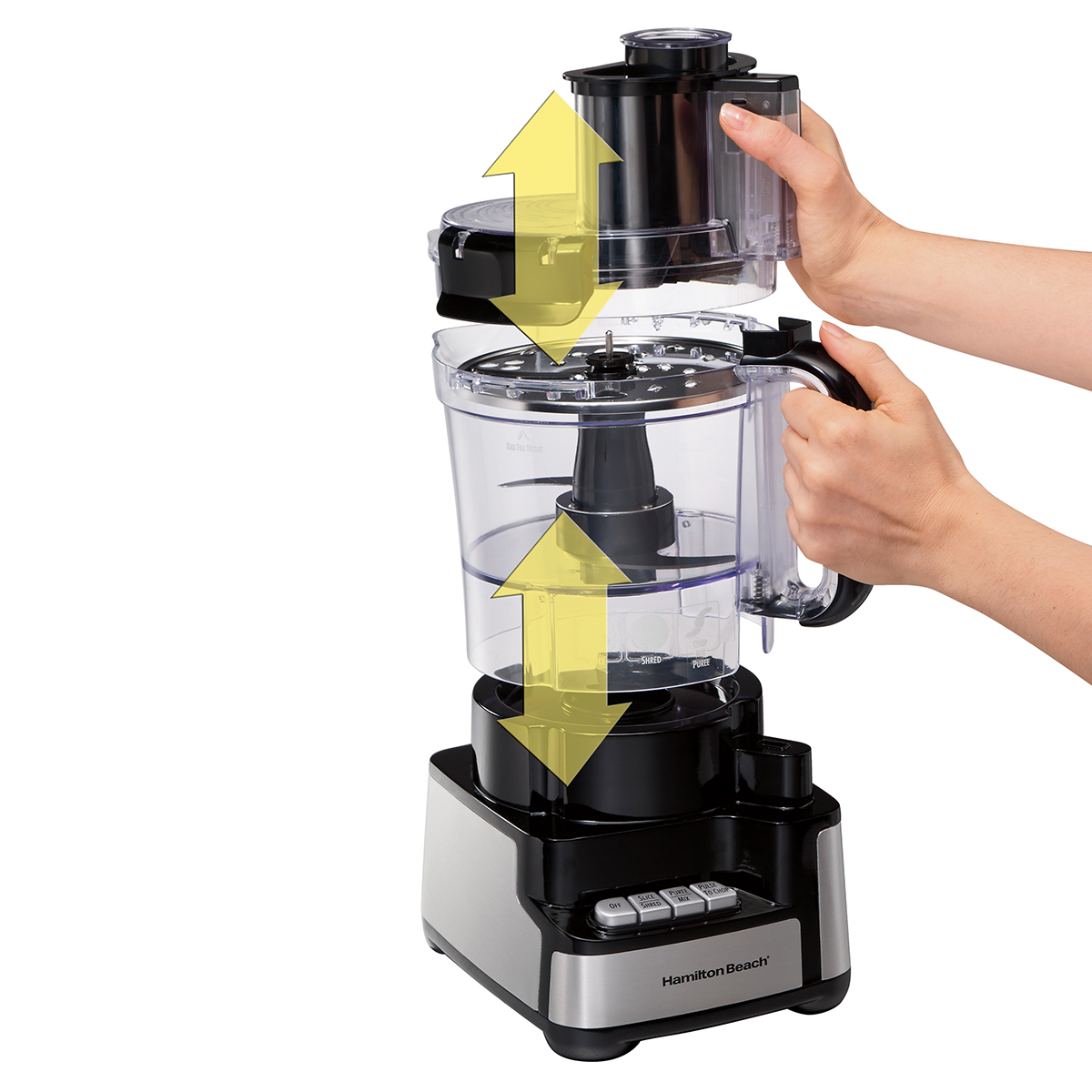 Hamilton Beach 12 Cup Stack & Snap™ Food Processor, Black and Stainless