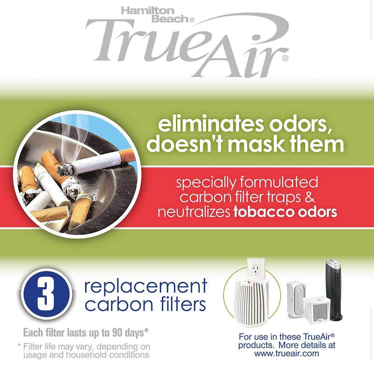 TrueAir® Replacement Air Filters 3-Pack for Smoke Odors (04231GW)