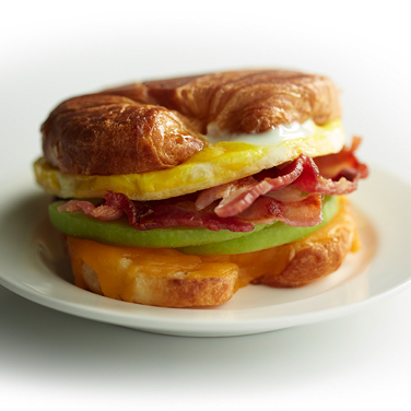 Cheddar, Apple, Bacon and Egg Croissant Sandwich