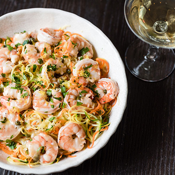 Lemon Garlic Shrimp and Spiralized Veggie Pasta 