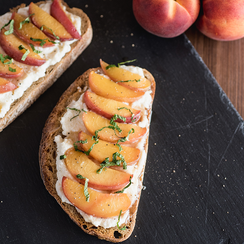 Peach Toast with Ricotta and Mint