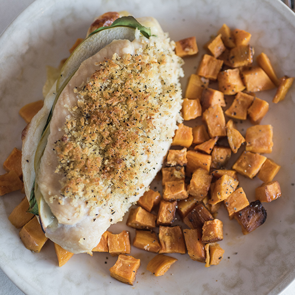 Stuffed Dijon Chicken Sheet Pan Supper