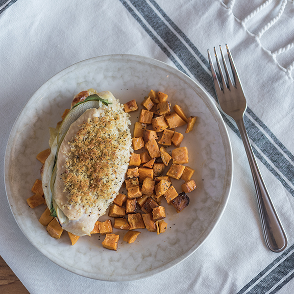 Stuffed Dijon Chicken Sheet Pan Supper