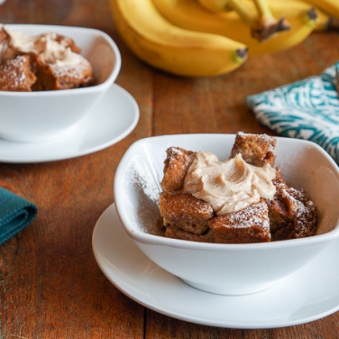 Slow Cooker Bananas Foster Bread Pudding 