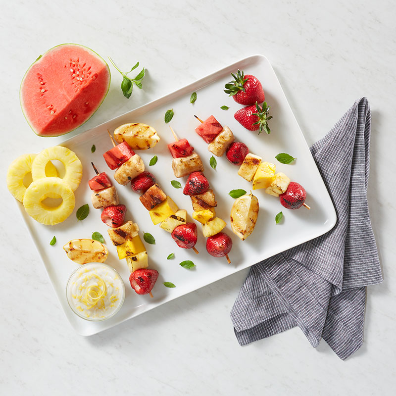 Recipe Grilled Fruit Kabobs with Lemon Dip