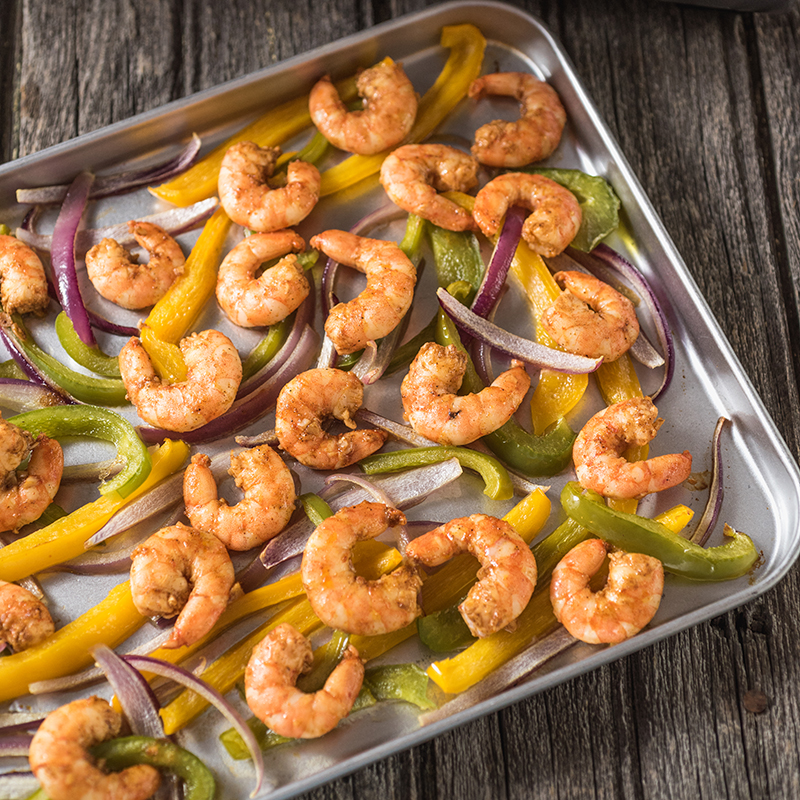 sheet pan shrimp fajitas hamiltonbeach com sheet pan shrimp fajitas