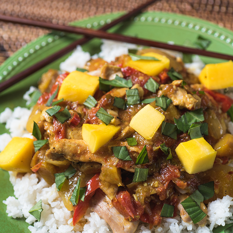 Slow Cooker Mango Chicken with Coconut Rice