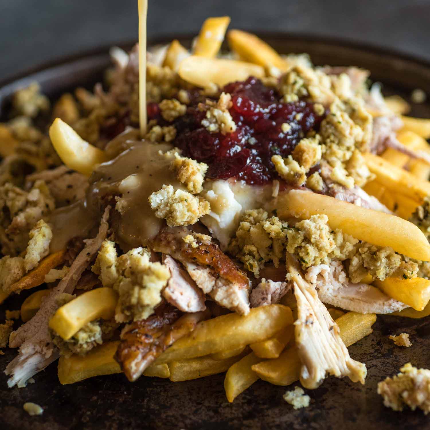 Use Thanksgiving leftovers for a new twist on a traditional turkey poutine.